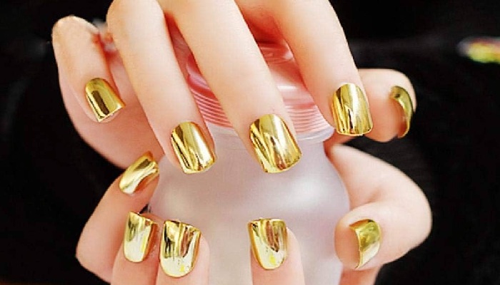 Gold Acrylic Nails